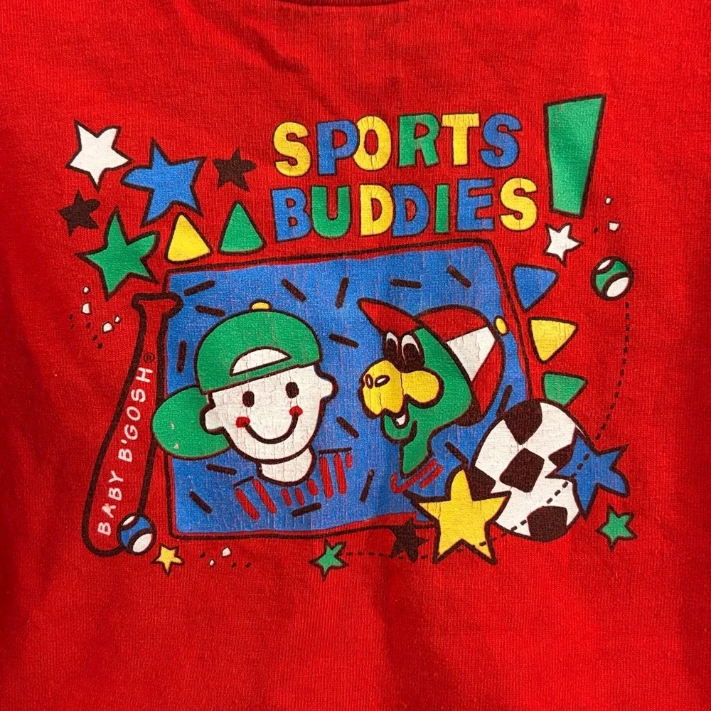 Oshkosh Vintage‎ Red Toddler Sports Buddies T Shirt 12M